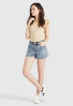 Khujo Denim Shorts Loosefit Jeans Anouk Dames Blauw -Khujo a35dfafc5fc40328f04bb98f949ee955